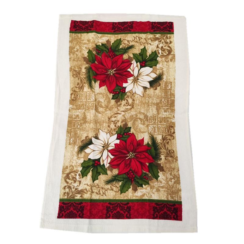 1Pc Christmas Series Printed Cotton Tea Towel Kitchen Dishcloth Cleaning Tool Xmas Party Decor Gift