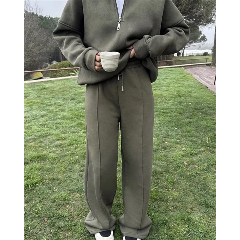 Womens Loose Streetwear Hoodie Pants Set Long Sleeve Casual Two-Piece Outfit Winter 2025