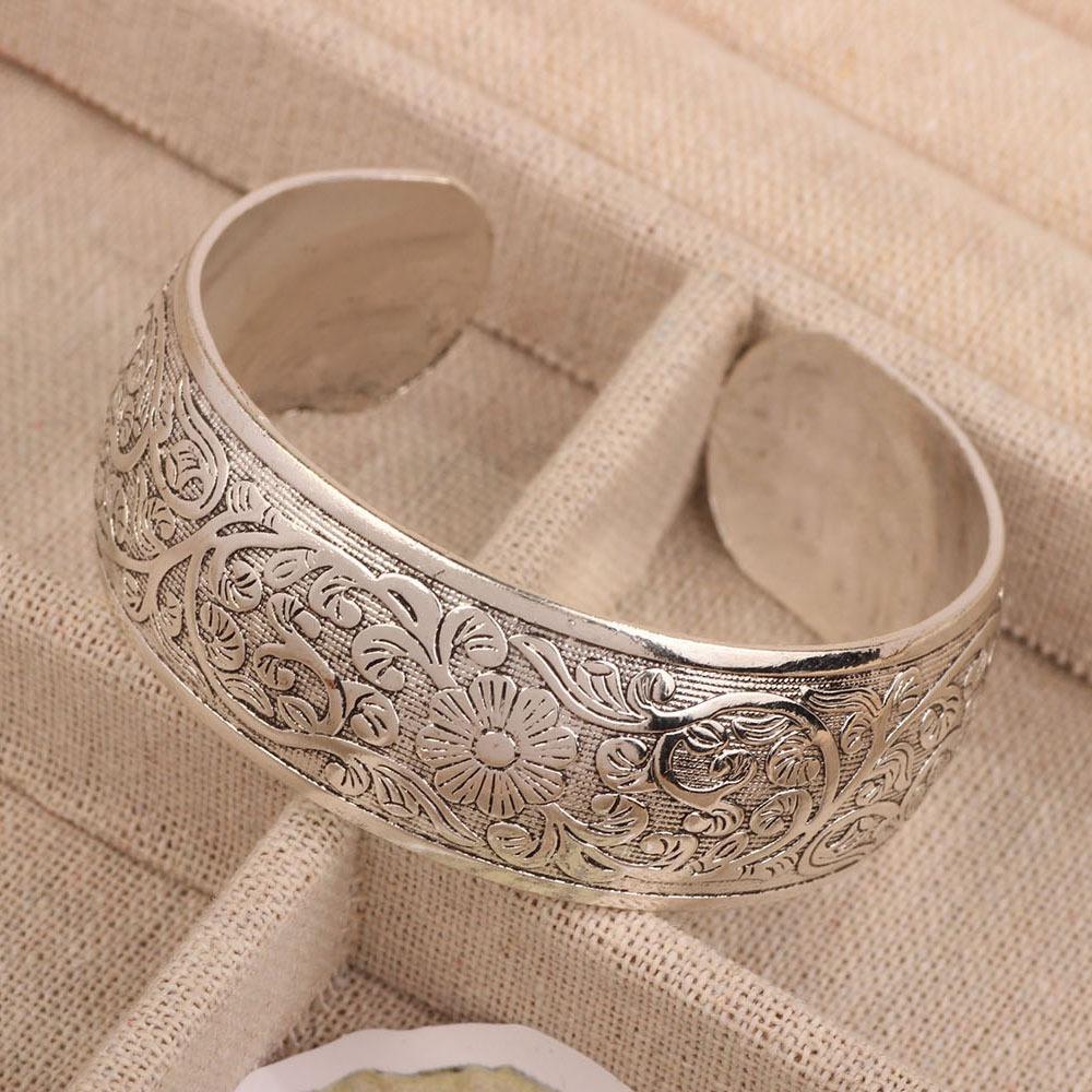 Retro Metal Bracelet Opening Ancient Tibetan Bracelet New Wide Cuff Bangle  for Women