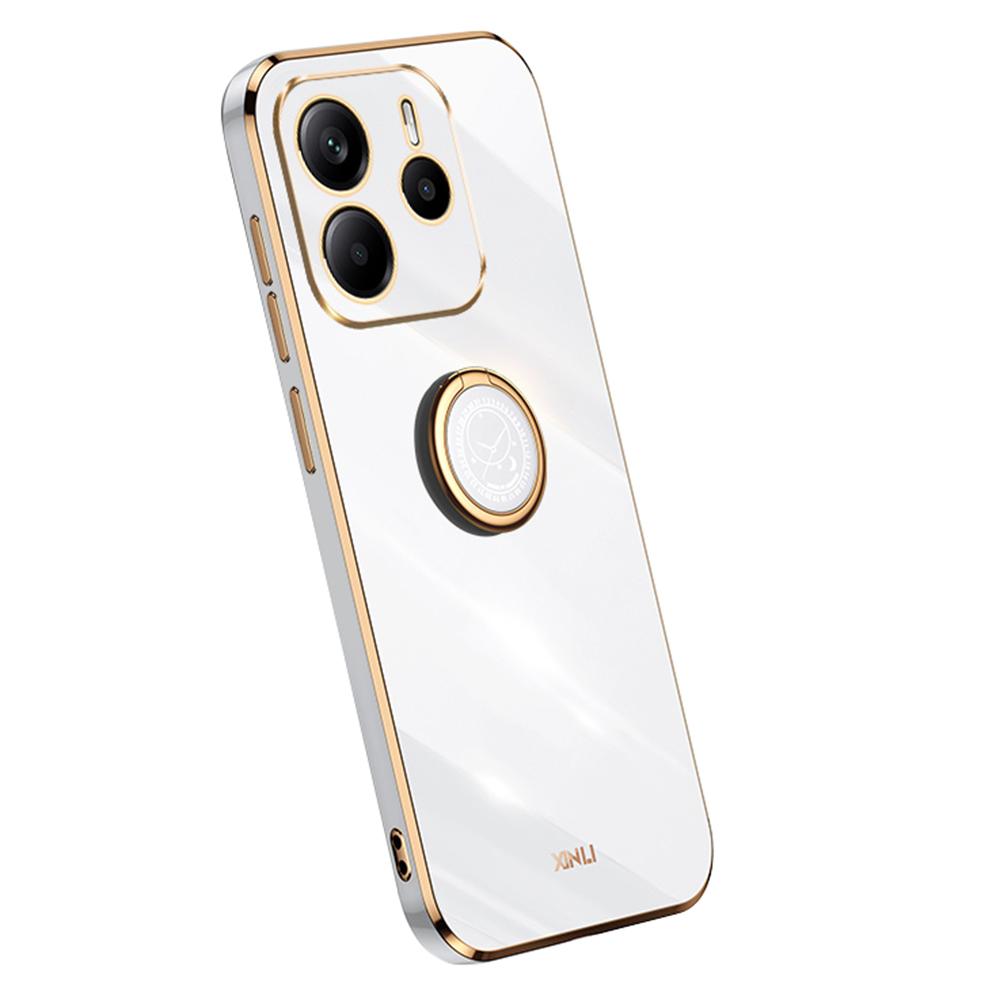 XINLI Etui na Xiaomi Redmi Note 14 5G z pierścieniem-podstawką, galwanizowane TPU, pokrowiec na telefon