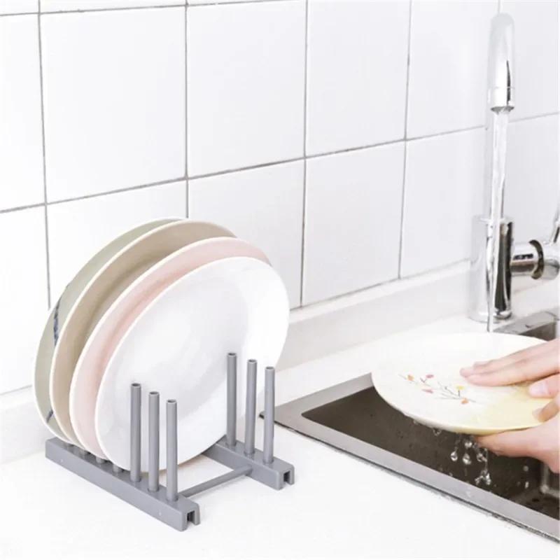 2 PCS Modern Design  Dish Drainer Rack Kitchen Plates Holder Drying Organizer Plates Display Shelf Pot Lid Storage Stand Plate