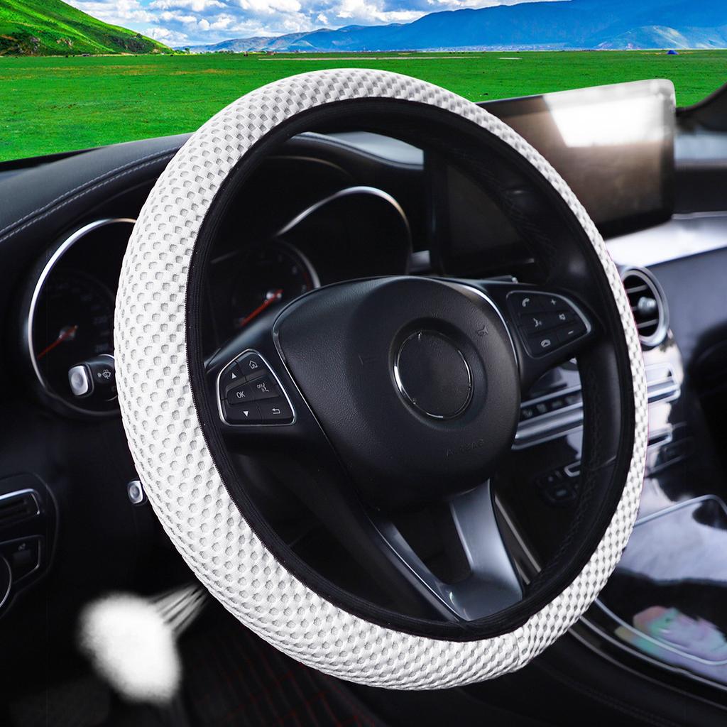 Ice Silk Three-dimensional Massage Mesh Breathable Car Without Inner Ring Steering Wheel Cover Accessories Suitable for 14.5-15 Inches