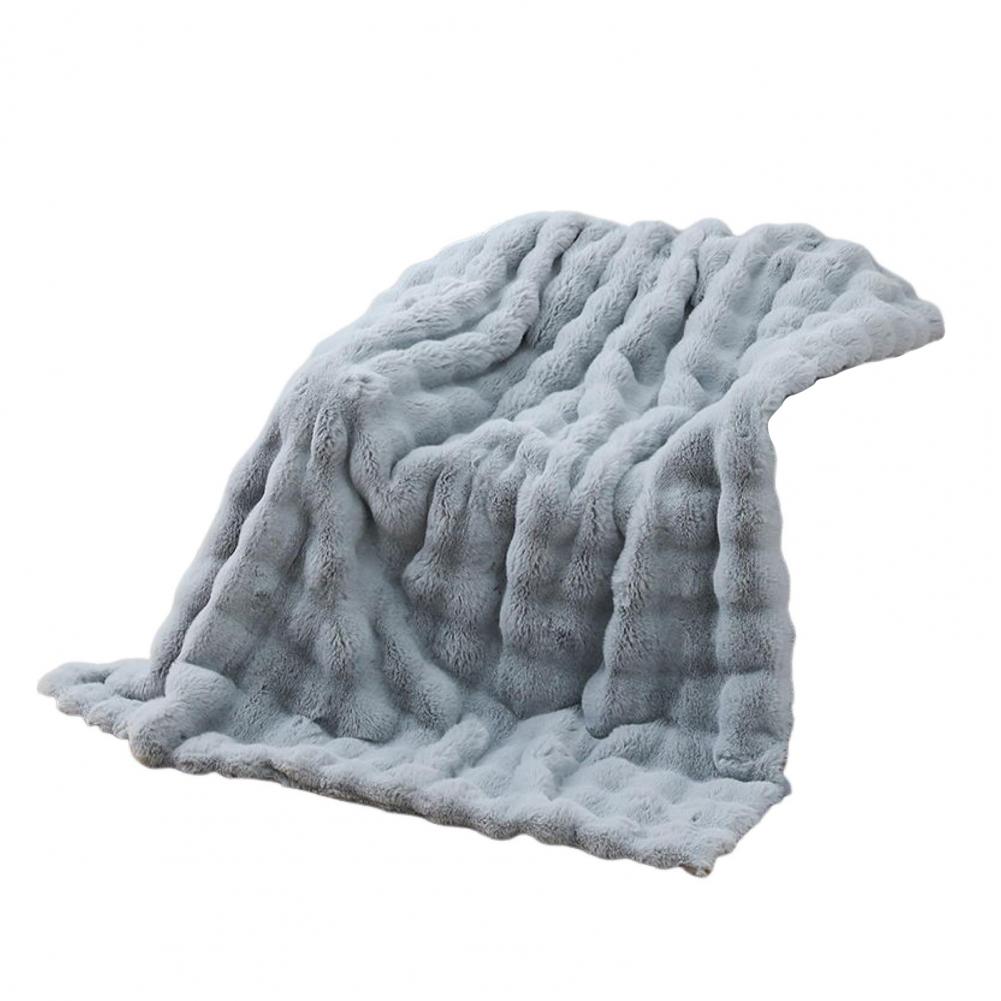 Winter Throw Blanket Thickened Fuzzy Plush Bubble Design Cozy Warm Quilt Bedroom Living Room Office Home Bed Sofa Faux Rabbit Fu