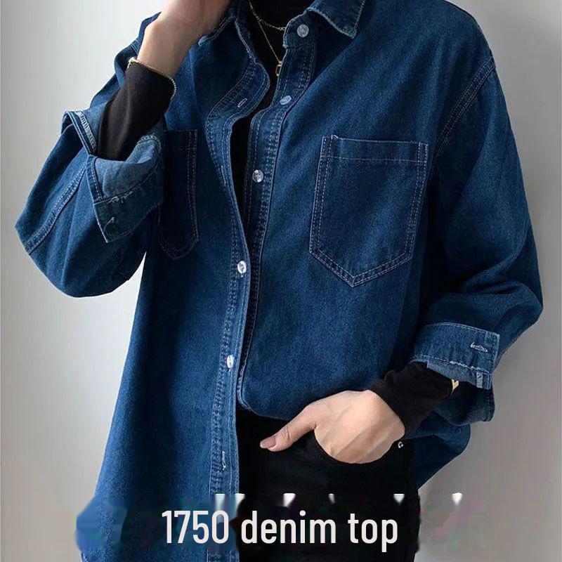 

Женская ретро-джинсовая рубашка: Многослойный дизайн с длинными рукавами для осени/зимы 2024 г. L (105-115 jin)