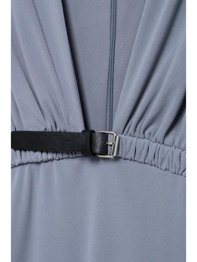 2024 Winter Women's European & American Style Belted Pleated Dress