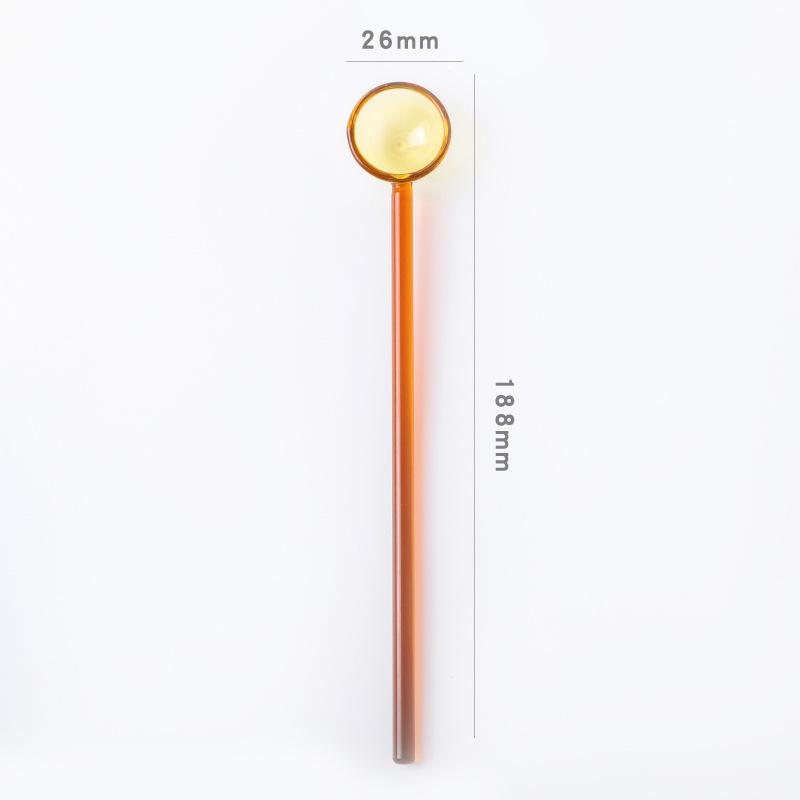 Creative Milk Dessert Spoon Solid Color High Temperature Resistant Glass Spoon Cute Long Handle Coffee Stir Round Spoon Gift