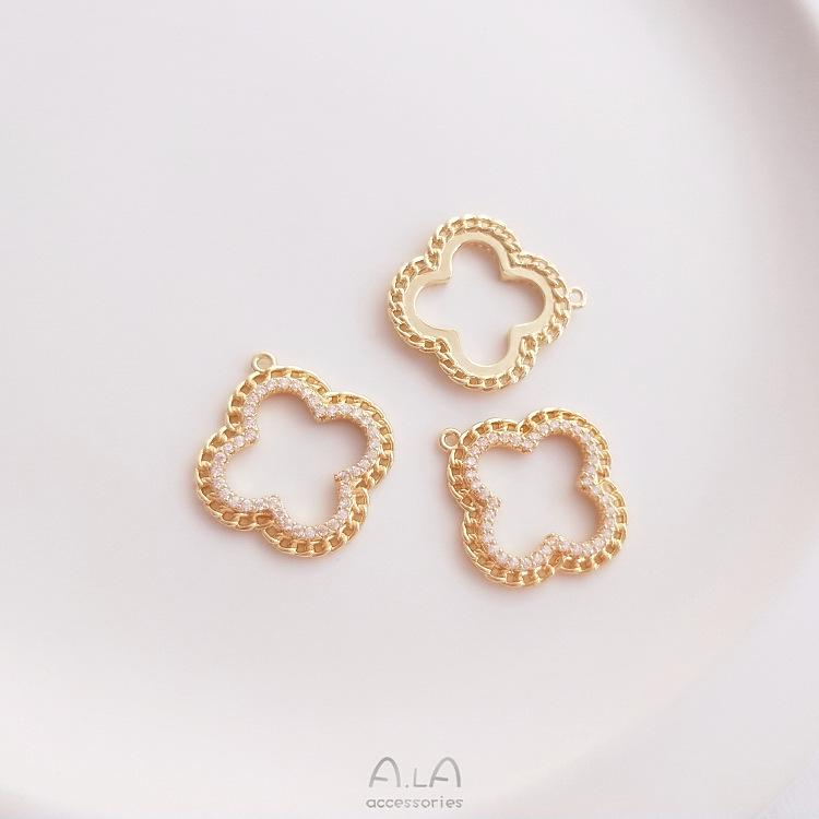 

Набор из 14 геометрических подвесок золотистого цвета: Персиковое сердце, Четырехлистный клевер, Циркониевый круг, Серьги-кольца с подвесками