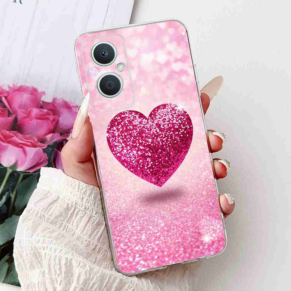 For Oppo A96 5G 6.43" PFUM10 Case PHA120 Luxurious Love Cute Cat TPU Soft Silicone Cover For Oppo Reno7 Z 5G CPH2343 Phone Shell