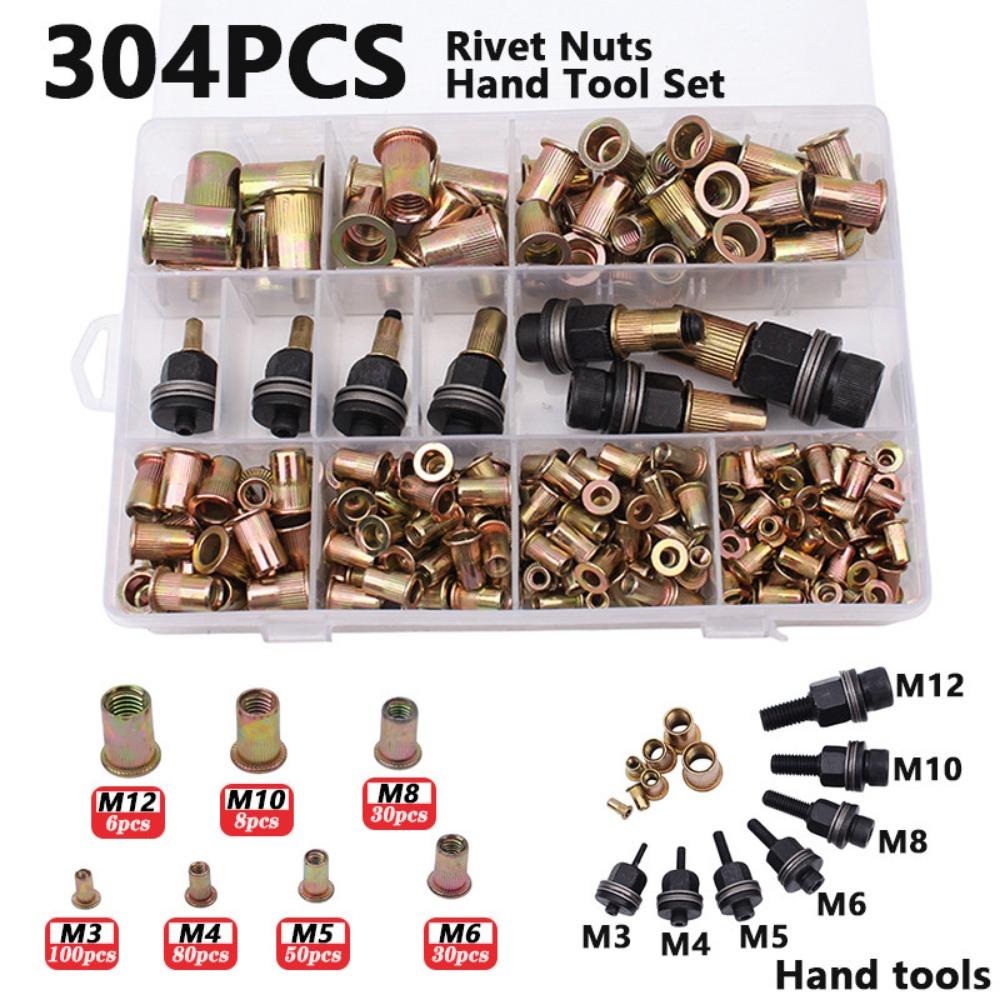 60/70 PCS Threaded Rivnut Kit Rustproof Threaded Insert Tool Rivet Nut Tool DIY Work