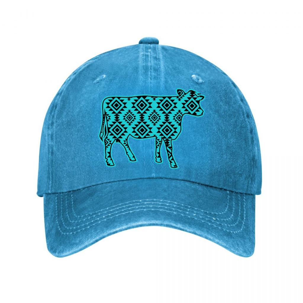 Geometric Aztec Cow Vinyl Wall Decor Washed Baseball Cap Outdoor For Womens Unisex FeUnisex