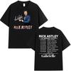 Rick Astley The Reflection Tour 2026 Camisetas Gráficas Unisex Moda Vintage Camiseta de Algodón Oversize Unisex Ropa Hip Hop Camiseta