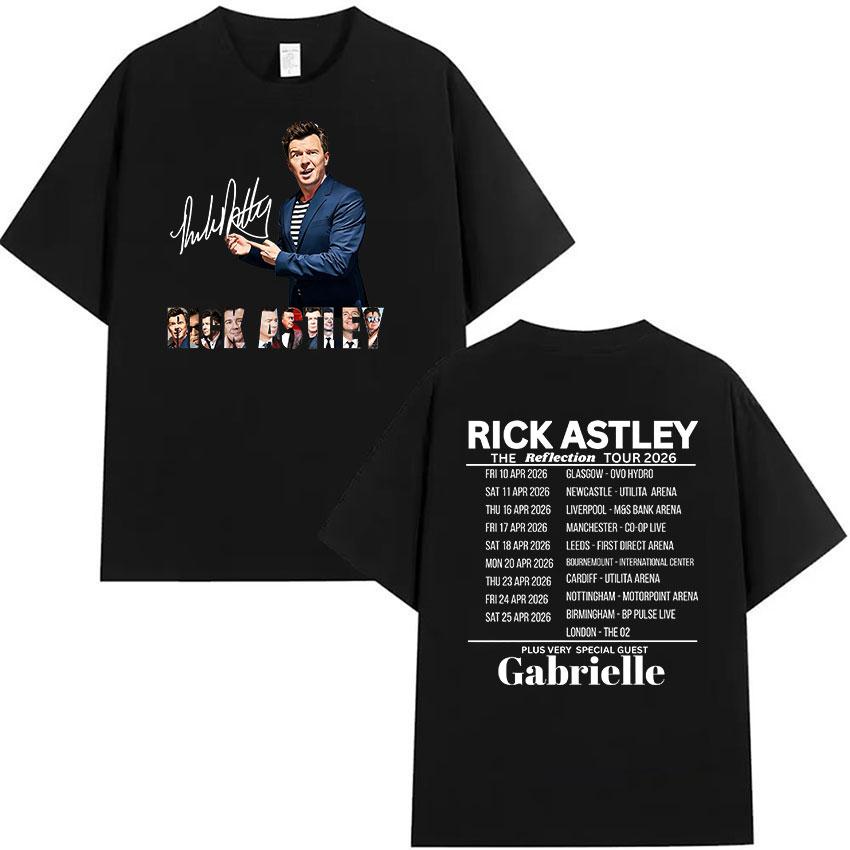 Rick Astley The Reflection Tour 2026 Graphic T Shirts Unisexs Vintage Fashion Oversized Cotton Tshirt Unisex Hip Hop Clothing Tshirt