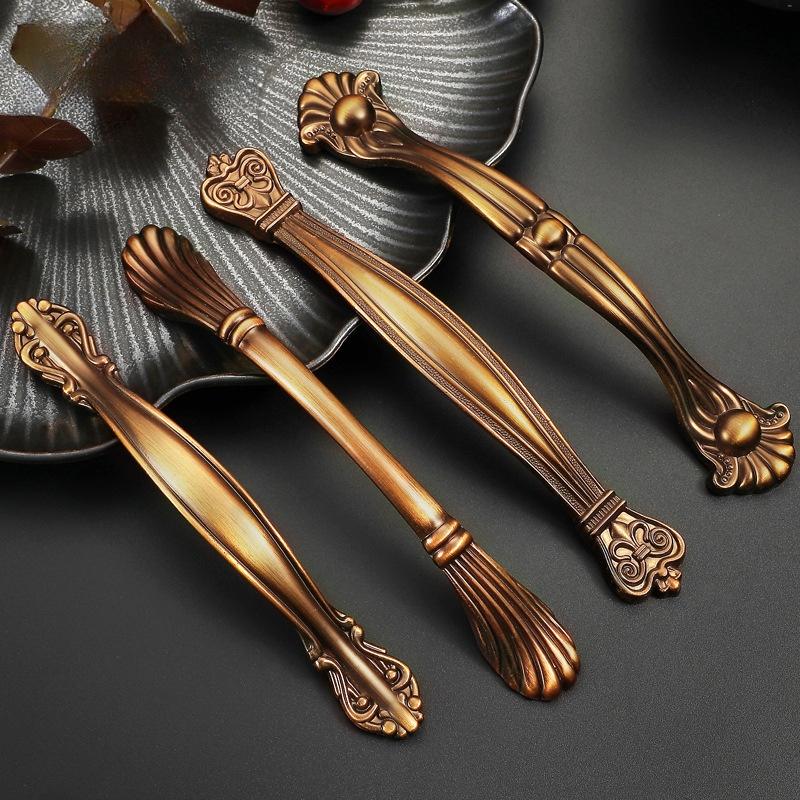 Vintage Gelbbronze Griffe | Retro Schubladengriffe & Schrankknöpfe | Massiv Messing Möbelgriffe für Türen, Küche & Schlafzimmer