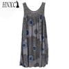 HNXC Women's Fashion Summer Spring Solid Color Print Sleeveless O-Neck High Waist Casual Dresses