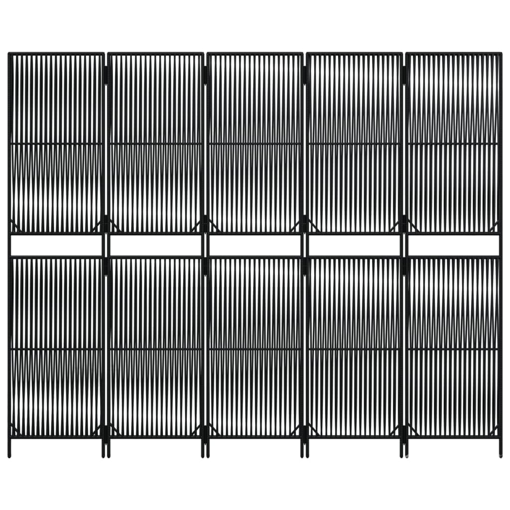 Vidaxl 5-Panel Screen, Black, Poly Rattan