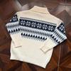 American Fair Isle Red Half-Zip Pullover Sweater for Men & Women - Trendy Autumn/Winter Knitwear Cardigan with High-End Feel