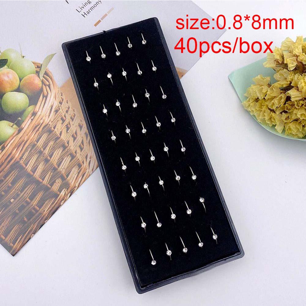 60 Stainless Steel L-Shaped Nose Studs (1.5/2.0/2.5mm) with Diamond Inlay Curve Nose Rings