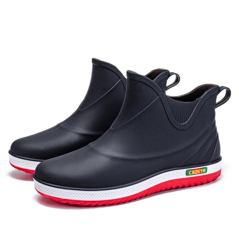 Men's Japanese-Korean Lightweight Waterproof Rain Boots: Durable, Non-Slip Rubber Shoes for Outdoor Activities, Fishing, and Car Washing.