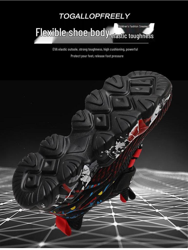 Boys' Breathable Mesh Running Shoes for Ages 7-12, Lightweight Sports Shoes for Spring and Autumn 2024.