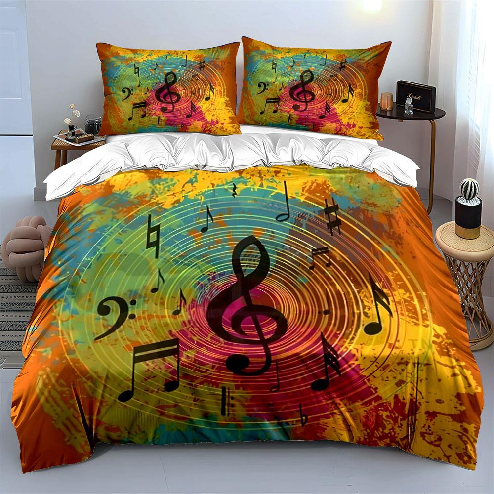 Music-Themed Decor Three-Piece Set Multiple Sizes Kid'S And Adults' Bedroom Exquisite 3Pc Bedding Set, Gift