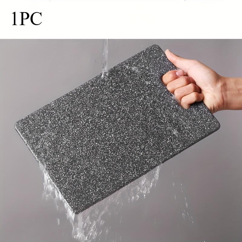 

1pc Compact Kitchen Prep Board with Anti-Slip Base & Juice Grooves - Durable Plastic Chopping Board, Black Granite Texture чёрный