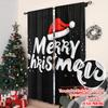 Flat Printing Merry Christmas Popular Window Curtains Versatile Fabric Without Electricity Family Set Of 2 Made Polyester