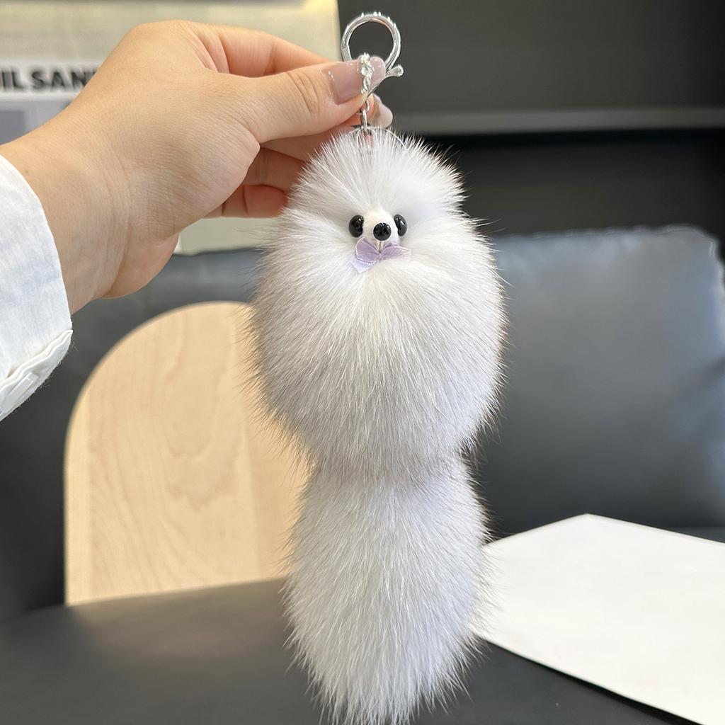 Cute Fox Hair Little Fox Car Keychain Light Luxury Pendant Plush Fur Shaped Cute Doll Bag Hanging Decoration Gift