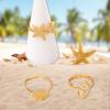 1 Piece Ocean Series Starfish Conch 3-piece Ring, Beach Sea Vacation Ring