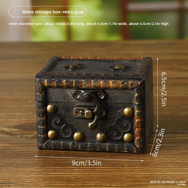 Vintage Wooden Jewelry Storage Box With Lid For Bedroom And Living Room Decor