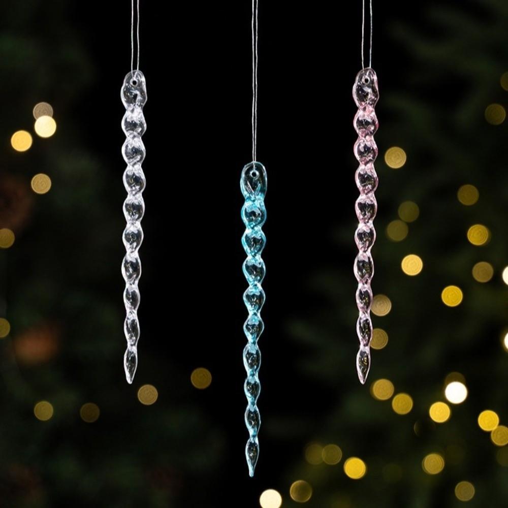 12Pcs High Transparency Christmas Hanging Ice Columns Icicle Decorations Pendant Home Decor