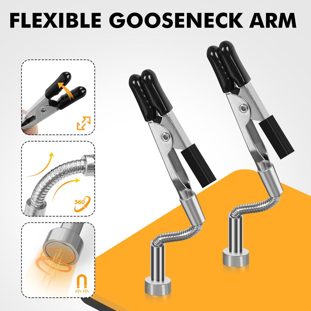 NEWACALOXSoldering Helping Hands Third Hand Tool with Magnetic Base Adjustable Metal Circuit Board Holder for PCB Welding Repair