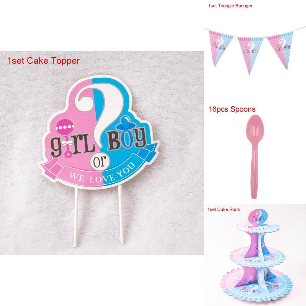 Vibrant Baby Gender Reveal Party Decoration Boy Or Girl Disposable Tableware Collection