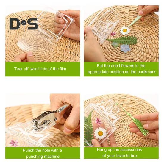 20/100 Pcs DIY Transparent Dried Flower Bookmarks Clear Pressed Flower Bookmarks with Tassels Self-Adhesive Jars Stickers