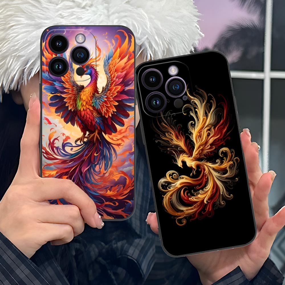 Luxus Phönix Handyhülle für iPhone 17 16 15 14 13 12 11 X XR XS 8 7 Air Pro Max Plus Mini Bunte Hülle Hübsch