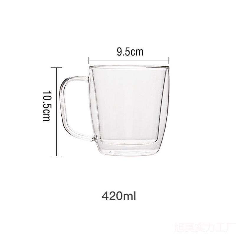 

Large Double-Layer Glass Coffee Mug with Handle - Heat-Resistant Cup for Girls Default Option