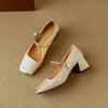Fashion Summer Square Toe Ballet Shoes Fashion Low Heel Mary Jane Shoes Casaul Silver Shallow Buckle Soft Sole Shoes Zapatos De Mujer