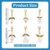 48Pcs 6 Styles Angel Acrylic & Alloy Pendant Decorations with Alloy Lobster Claw Clasps Antique Golden & Golden 36~45mm 8pcs/style