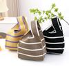 Korean Style Women's Striped Knit Tote & Vest Bag - Trendy Handbag Gilet