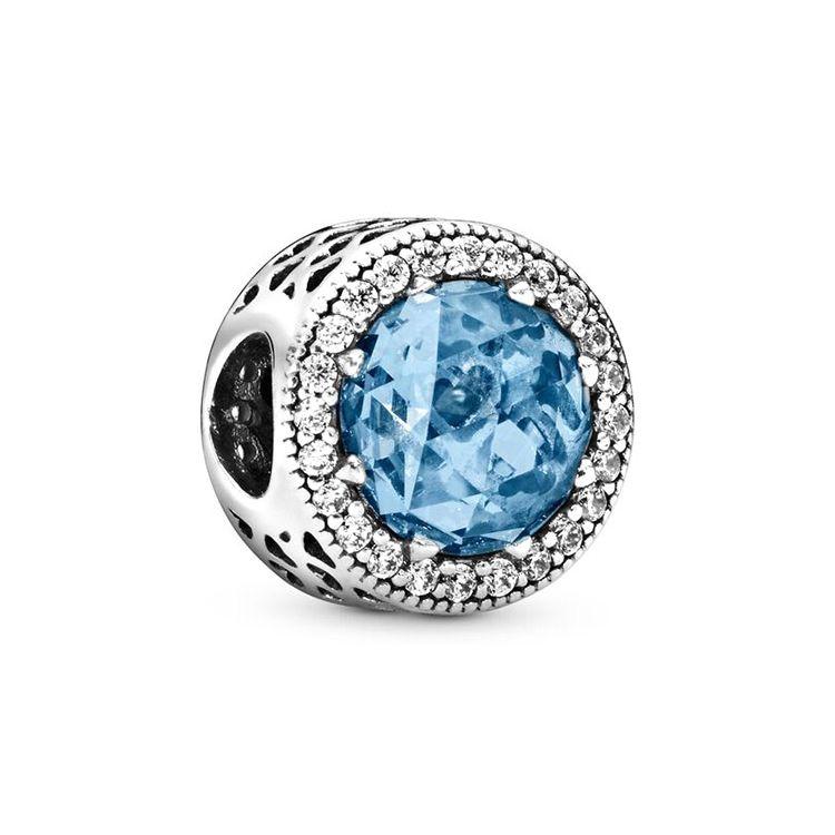 Pandora Solid Color Hollow Inlaid Bead Charm Women Charm Silver 791725NBS Box,Silver Blue