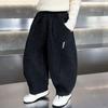 Korean Style Boys' Fleece-Lined Winter Sweatpants, New 2025 Curved Leg Design, Thick and Warm Baby Pants