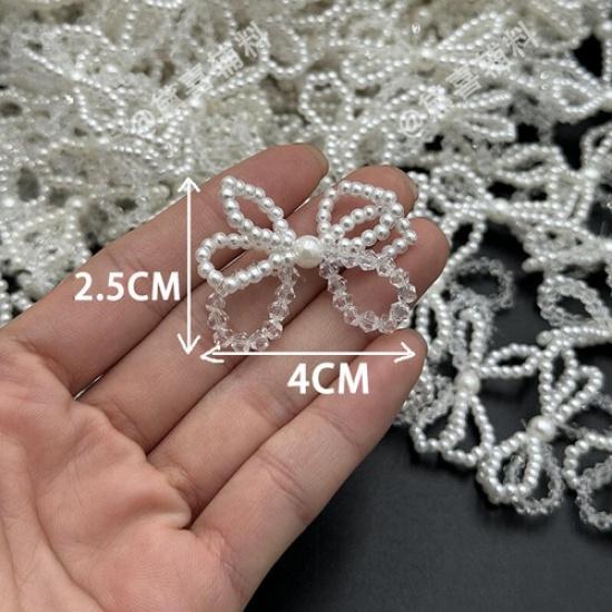 10X DIY Crystal Beads Bow Decor Pendant Clothing Earrings Hat Bow Sew Accessory