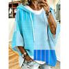 Plus Size Women'S Hooded Top, Multi-Color Plaid Striped Patchwork Loose Off-Shoulder Sleeve Hoodie