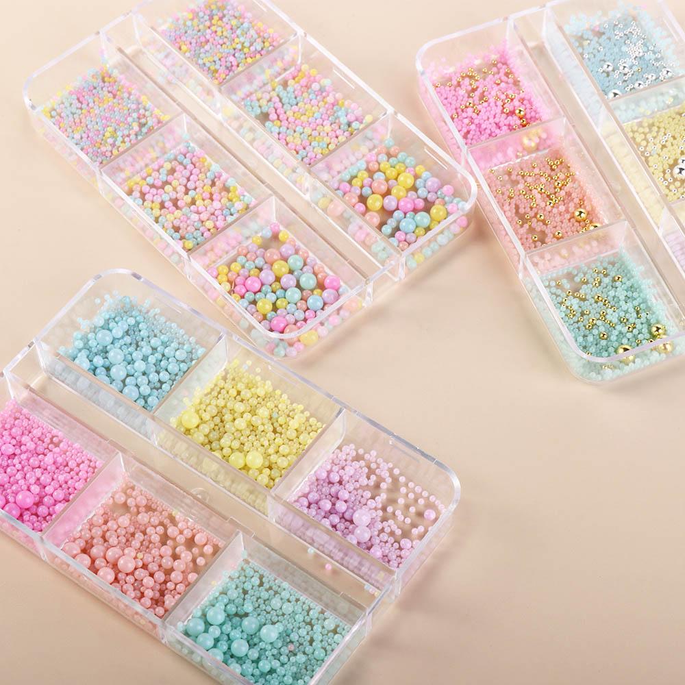 Making DIY Craft Nail Art Rhinestones 3D Nail Art Decoration Macaron Color Bubble Beads Nail Charms