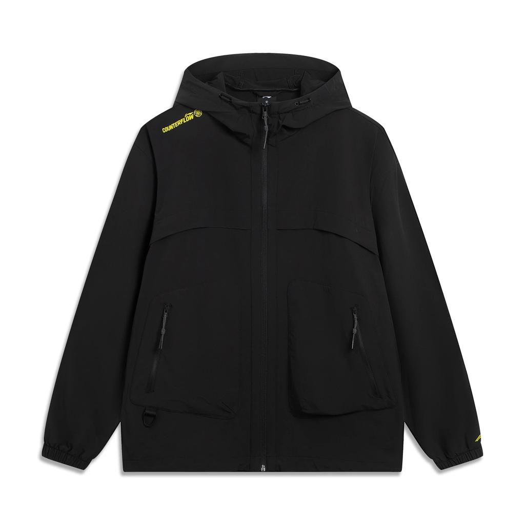 Li Ning CF Comfort Simple Hooded Loose Shoulder Letter Zipper Sports Windbreaker Unisex Outerwear AFDVF47-1