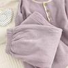 Women Suits Sets Cotton Large Size Pajamas Winter Thickened Fleece Longs Pants Two-piece Oversize 2PC Suit