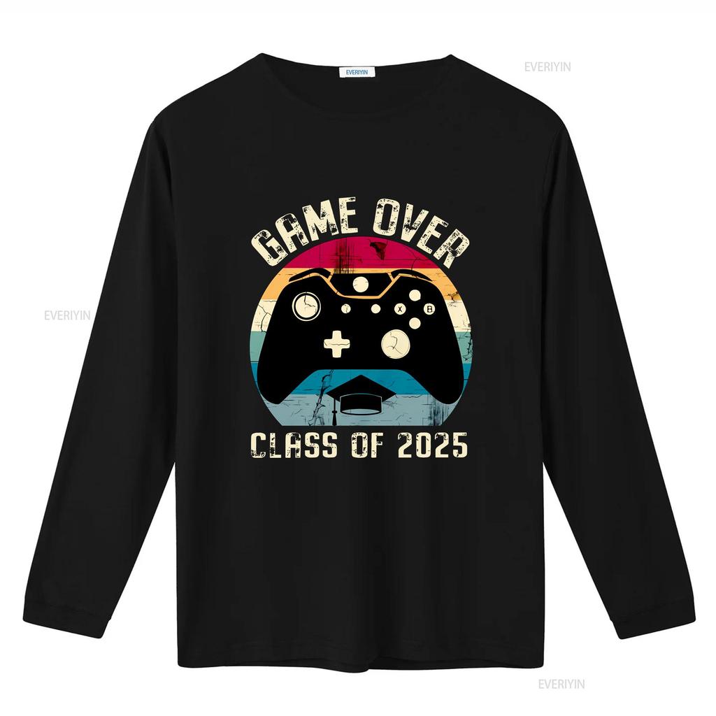 Abschlussjahrgang 2025 Retro Gaming Abschluss T-Shirt Game Over Geekiger Absolvent Vintage Gamer Lustig Vintage Gewaschen Vielseitig Atmungsaktiv