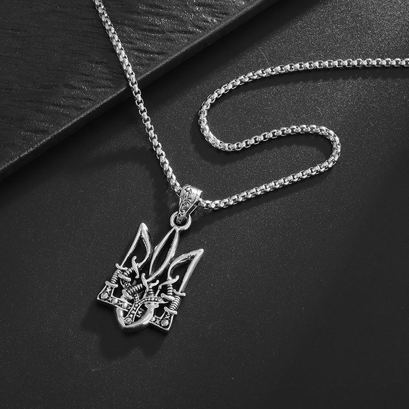 Neptune Trident Hip-hop Fashion Domineering High-end Versatile Jewelry Pendant Necklace