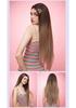 European Style Champagne Brown Long Straight Hair Wig with Bangs