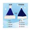 Blue Santa Hat for Adults, Blue Plush Santa Hats Velvet Christmas Hat for Holiday Home Dec