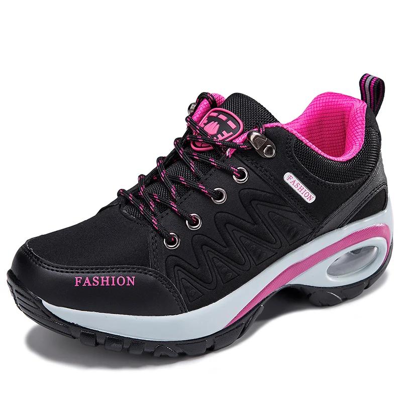 Women Sports Shoes Platform Leather Sneakers Waterproof Fashion Outdoor Hiking Non-Slip Casual Walking Shoes Women Footwear